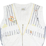 SUN SET Womens White & Grey Striped Printed Zip Jacket XL Polyester Blend Casual