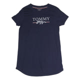 TOMMY HILFIGER Womens Navy Blue Logo Print T-Shirt Dress Cotton Blend Short