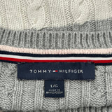 Tommy Hilfiger Striped Jumper - Large Grey Cotton