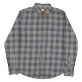 BOSS Mens Grey Check Shirt XL Button-Down Collar Long Sleeve Cotton Blend Smart