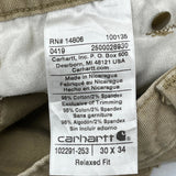 Carhartt Cargo Carpenter Pants - 28W 34L Beige Cotton