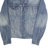 LEVI'S Mens Blue Denim Jacket S Cotton Plain Button Closure Classic Fit