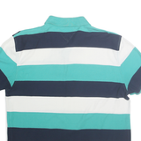 TOMMY HILFIGER Mens Blue & White Striped Polo Shirt XL Cotton Blend Casual
