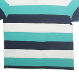 TOMMY HILFIGER Mens Blue & White Striped Polo Shirt XL Cotton Blend Casual