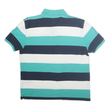 TOMMY HILFIGER Mens Blue & White Striped Polo Shirt XL Cotton Blend Casual