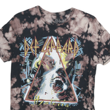 DEF LEPPARD Mens Black & Brown Tie Dye Graphic T-Shirt S Short Sleeve Crew Neck