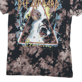 DEF LEPPARD Mens Black & Brown Tie Dye Graphic T-Shirt S Short Sleeve Crew Neck