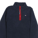 TOMMY HILFIGER Womens Navy Blue Plain Fleece Pullover Crew Neck Jumper XS