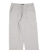 ATLAS FOR MEN Mens Polyester Blend Light Grey Relaxed Cargo Trousers W30 L32
