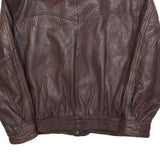 ALLAN & CLARK Mens Maroon Leather Zip Jacket XL Woven Classic Stylish