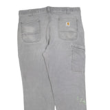 CARHARTT Mens Relaxed Fit Grey Workwear Cotton Blend Jeans W40 L32 Durable Zip