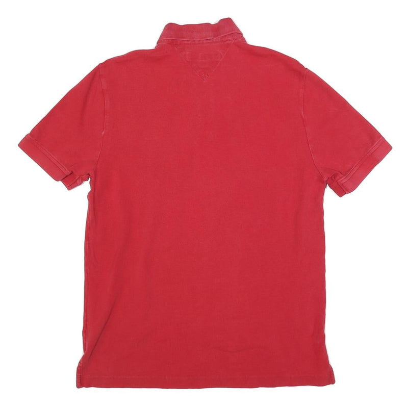TOMMY HILFIGER Mens Red Polo Shirt M Cotton Short Sleeve Classic Fit