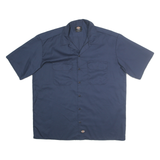 DICKIES Mens Navy Plain Work Shirt XL Cotton Blend Utility Crew Style