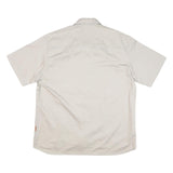 LUTTEURS Mens Beige Cotton Blend Short Sleeve Work Shirt L Button Front Pockets