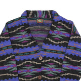ALPS Womens Black & Purple Patterned Button Up Chunky Knit Cardigan L Stylish