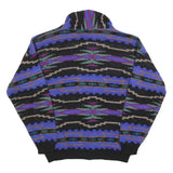 ALPS Womens Black & Purple Patterned Button Up Chunky Knit Cardigan L Stylish