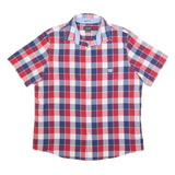 CHAPS Mens Red Blue White Check Shirt XL Casual Summer Smart Short Sleeve