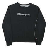 CHAMPION Womens Black Sweatshirt Crew Neck S Cotton Blend Casual Pullover