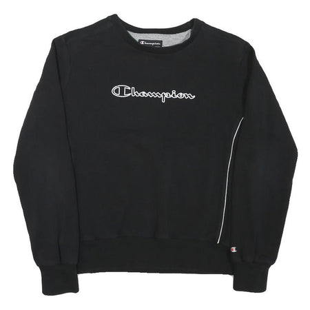CHAMPION Womens Black Sweatshirt Crew Neck S Cotton Blend Casual Pullover