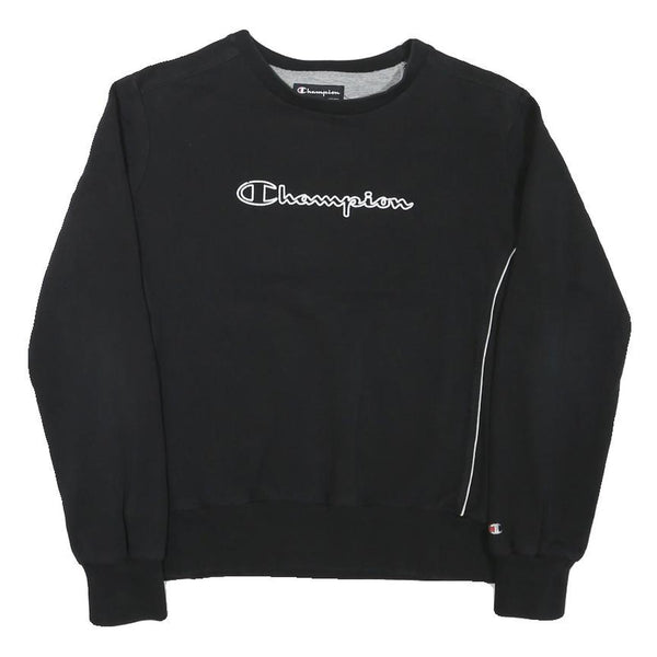 CHAMPION Womens Black Sweatshirt Crew Neck S Cotton Blend Casual Pullover