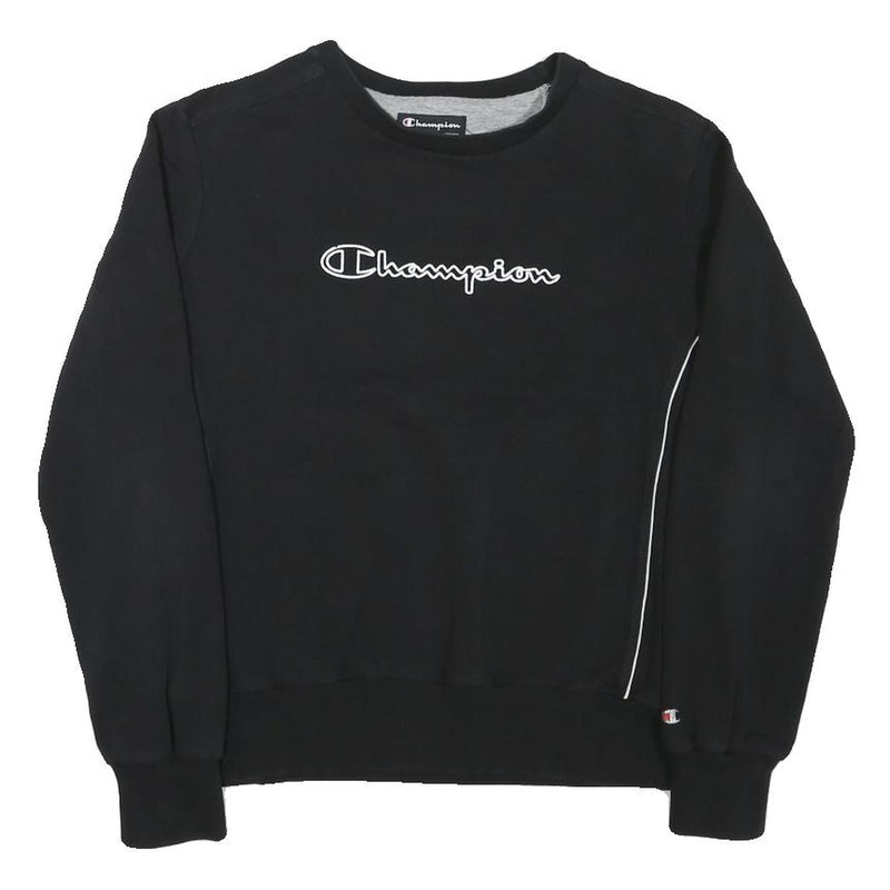 CHAMPION Womens Black Sweatshirt Crew Neck S Cotton Blend Casual Pullover