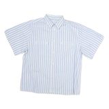 Mens Blue & White Striped Cotton Shirt S Casual Summer Button Front