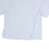 Mens Blue & White Striped Cotton Shirt S Casual Summer Button Front