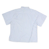 Mens Blue & White Striped Cotton Shirt S Casual Summer Button Front
