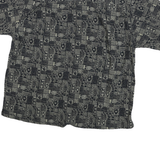 EXPRESSIONS Mens Black & Grey Patterned Short Sleeve Shirt L Cotton Blend Casual