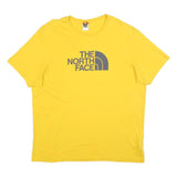 THE NORTH FACE Mens Yellow Cotton T-Shirt XL Short Sleeve Crew Neck Logo Print