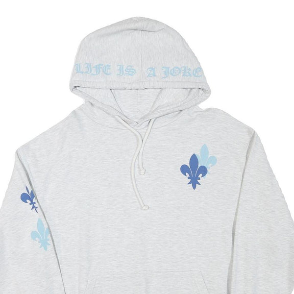 ELEVENPARIS Mens Grey Hoodie S Cotton Blend Graphic Print Drawstring