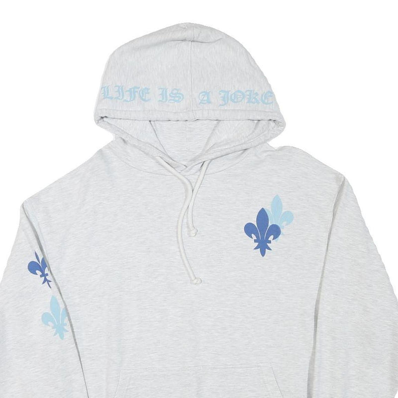 ELEVENPARIS Mens Grey Hoodie S Cotton Blend Graphic Print Drawstring