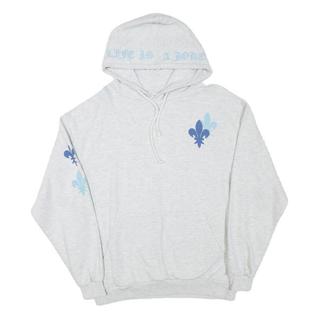 ELEVENPARIS Mens Grey Hoodie S Cotton Blend Graphic Print Drawstring