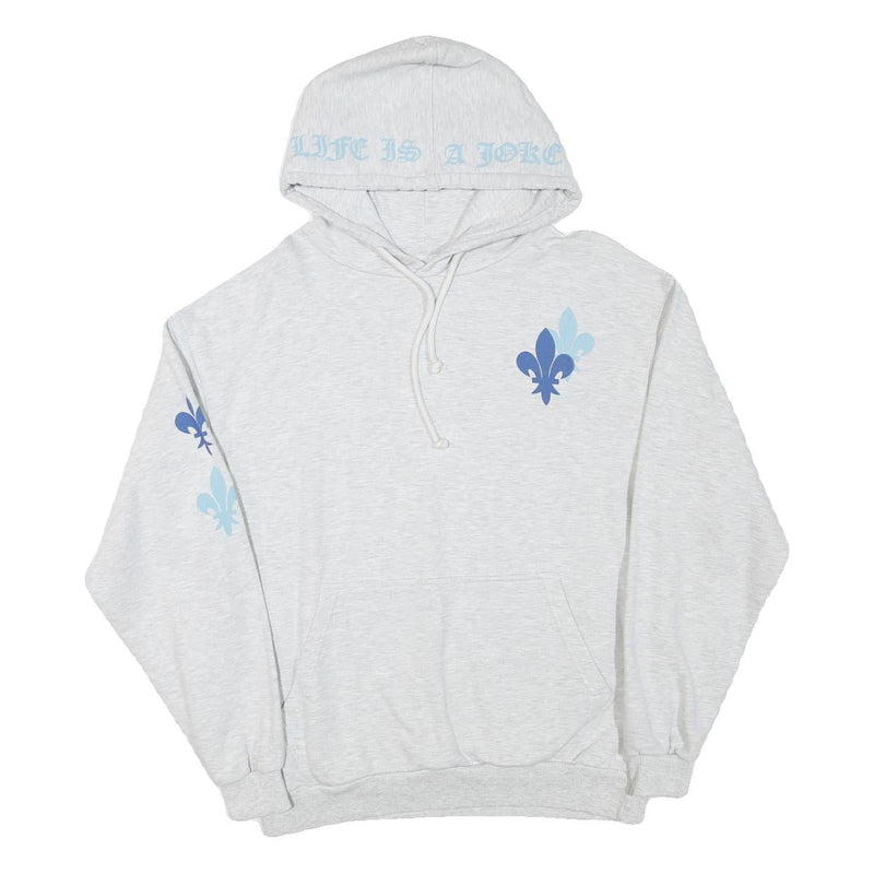 ELEVENPARIS Mens Grey Hoodie S Cotton Blend Graphic Print Drawstring