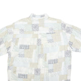 Mens White Beige Grey Patchwork Pattern Cotton Blend Shirt XL Casual Summer