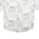Mens White Beige Grey Patchwork Pattern Cotton Blend Shirt XL Casual Summer