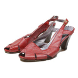 BALLY Womens Red Leather Slingback Heeled Shoes UK 5.5 Stylish Comfortable