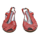BALLY Womens Red Leather Slingback Heeled Shoes UK 5.5 Stylish Comfortable