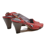 BALLY Womens Red Leather Slingback Heeled Shoes UK 5.5 Stylish Comfortable