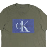CALVIN KLEIN JEANS Mens Green Blue Graphic T-Shirt L Short Sleeve Crew Neck