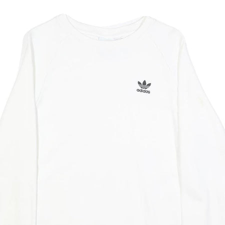 ADIDAS Mens White Crew Neck S Logo Sweatshirt Cotton Blend Casual Pullover