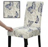 Anyseat White with Blue Butterfly Design Chair Cover – Elastic Slipcover with Anti‑Dirt Protection for Dining Room, Kitchen, Wedding, Hotel, Banquet & Restaurant