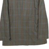 Womens Brown Blue Wool Blend Check Jacket L Button Closure Classic Fit