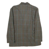 Womens Brown Blue Wool Blend Check Jacket L Button Closure Classic Fit