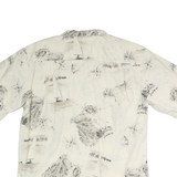 ROUNDTREE & YORKE Mens Cream & Grey Printed Cotton Short Sleeve Shirt M Casual