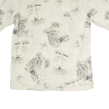 ROUNDTREE & YORKE Mens Cream & Grey Printed Cotton Short Sleeve Shirt M Casual
