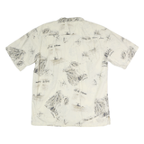 ROUNDTREE & YORKE Mens Cream & Grey Printed Cotton Short Sleeve Shirt M Casual