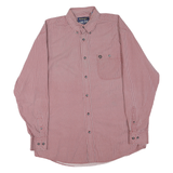 WRANGLER Mens Red & White Printed Shirt L Button Down Cotton Blend Long Sleeve