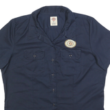 DICKIES Womens Navy Blue Short Sleeve Shirt XL Button Front Workwear