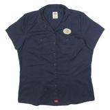 DICKIES Womens Navy Blue Short Sleeve Shirt XL Button Front Workwear